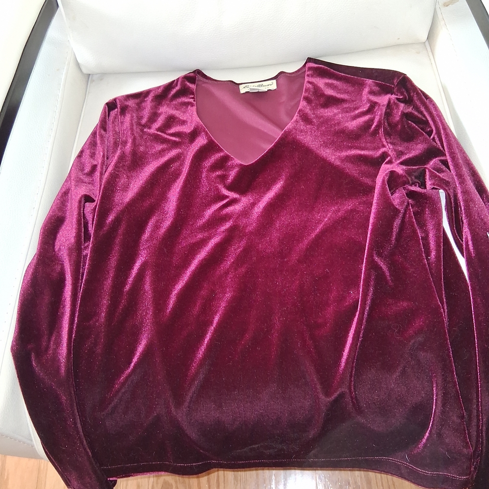 Eddie Bauer Burgundy Velvet Top
